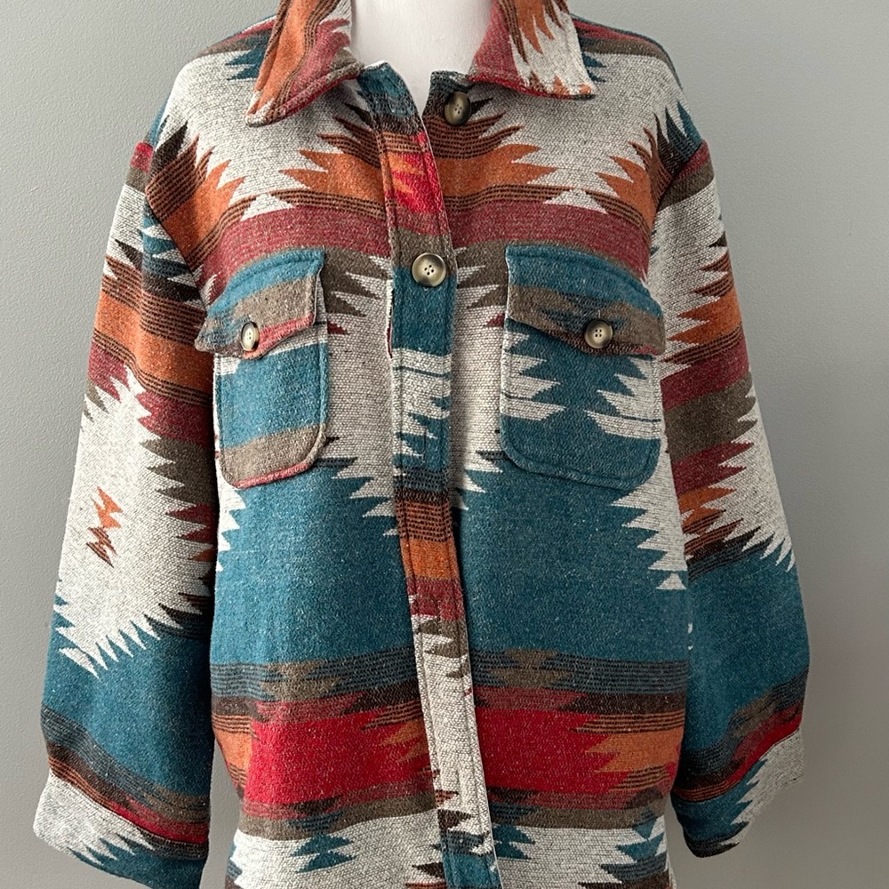 Aris Multicolor Patterned Utility Jacket - image 1